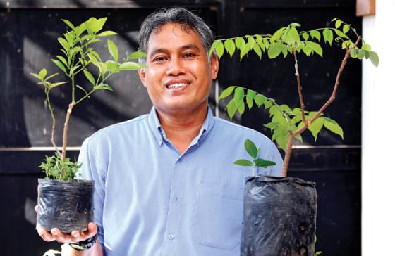 PERSILANGAN APIK: Beberapa tanaman kombinasi hasiltangan Denny Yudha Setyawan. Utak-atik ini dilakukan sejak 1995. (FOTO:ANGGER BONDAN/JAWA POS )