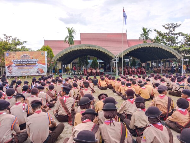 ANTUSIAS : Para peserta terlihat antusias mengikuti Kemah Bakti Lomba Prestasi Pramuka IX di tahun 2025 di Lamandau, beberapa waktu lalu.