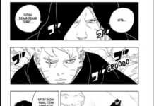 Panel manga Boruto Chapter 22 menampilkan Boruto dalam kondisi terpojok menghadapi Jura, dengan kalimat dramatis 'Sudah benar-benar tamat' dari Kashin Koji