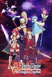 Poster anime Left My A-Rank Party to Help My Former Students Reach the Dungeon Depths! menampilkan karakter utama Yuke Feldio bersama tim petualang muda dengan latar dungeon fantasi berwarna merah gelap.
