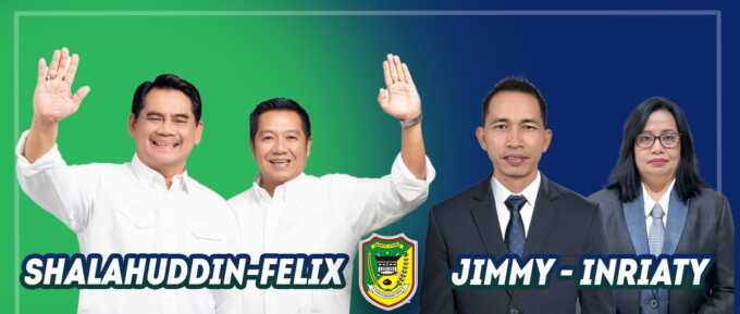 Dua Paslon Pilkada Barito Utara Shalahuddin-Felix dan Jimmy Carter-Inriaty Karawaheni.