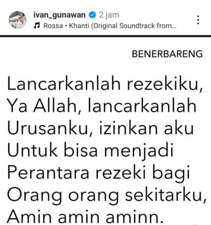 Ivan gunawan, doa Ivan gunawan
