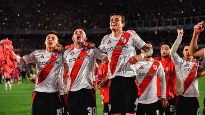 Selebrasi pemain River Plate usai cetak gol di Copa Libertadores 2024. River Plate akan berjumpa Urawa Reds pada matchday 1 Grup E Piala Dunia Antarklub 2025, Rabu, 18 Juni 2025, pukul 02.00 WIB. (Sumber: Cariverplate.com.ar)