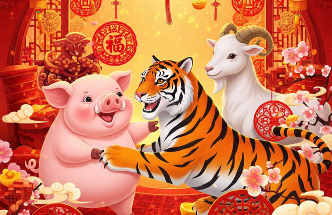 Ilustrasi tiga hewan shio keberuntungan 23 Juni 2025